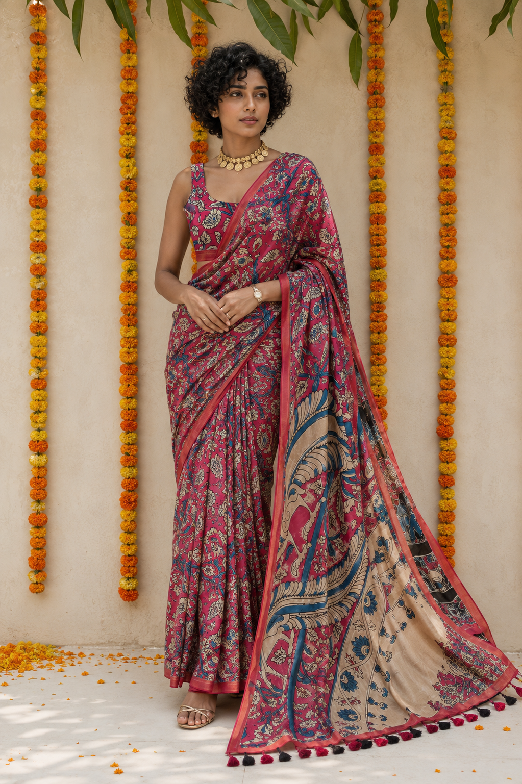 Andhra Kalamkari Printed Saree
