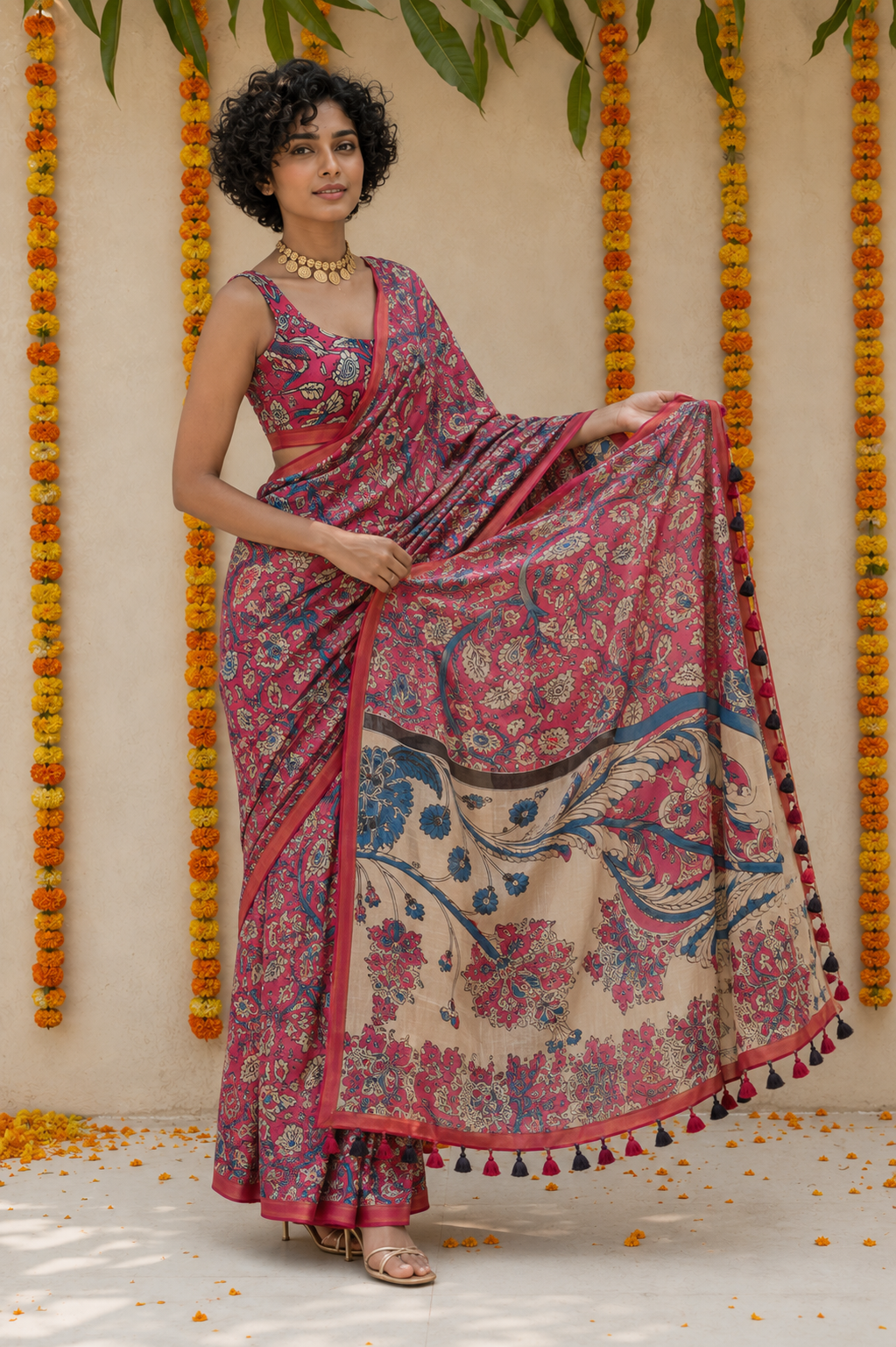 Andhra Kalamkari Printed Saree