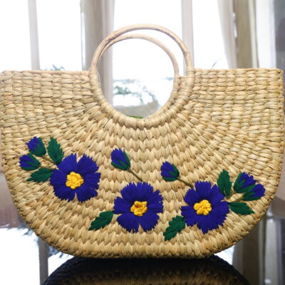 Kauna Grass Hand woven Hand Embroidered Basket